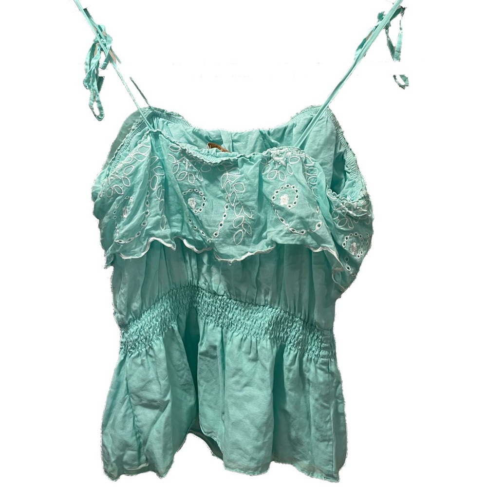 GUESS Teal Embroidered Spaghetti Strap Top – Women’s Small, Like New